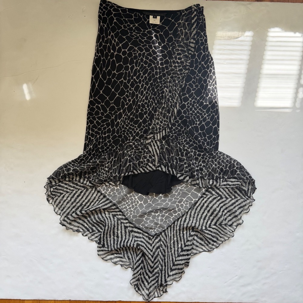Y2k Dina Bar-El Silk Fishtail Midi Skirt Asymmetrical Handkerchief Hem Fairycore